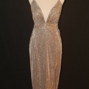 Brand New Champagne Glitter midi dress Size L